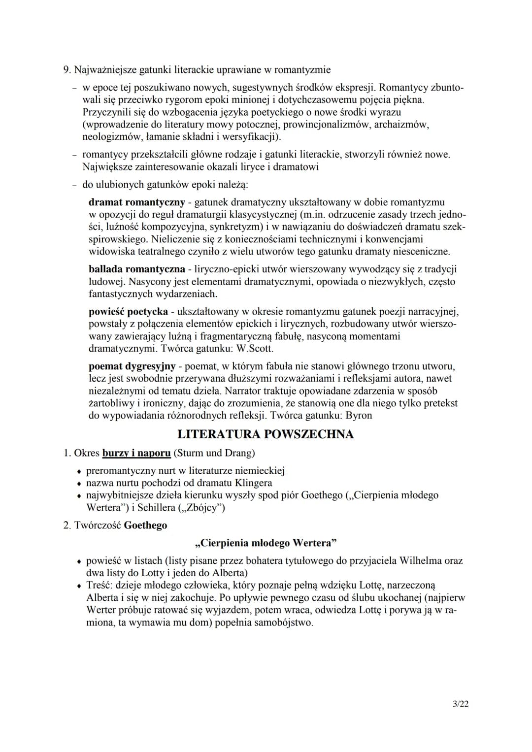 Romantyzm - informacje wstępne
1. Ramy czasowe
a) pierwsza połowa XIX wieku
b) w Polsce za początek epoki przyjmuje się rok 1822 (wydanie ,,