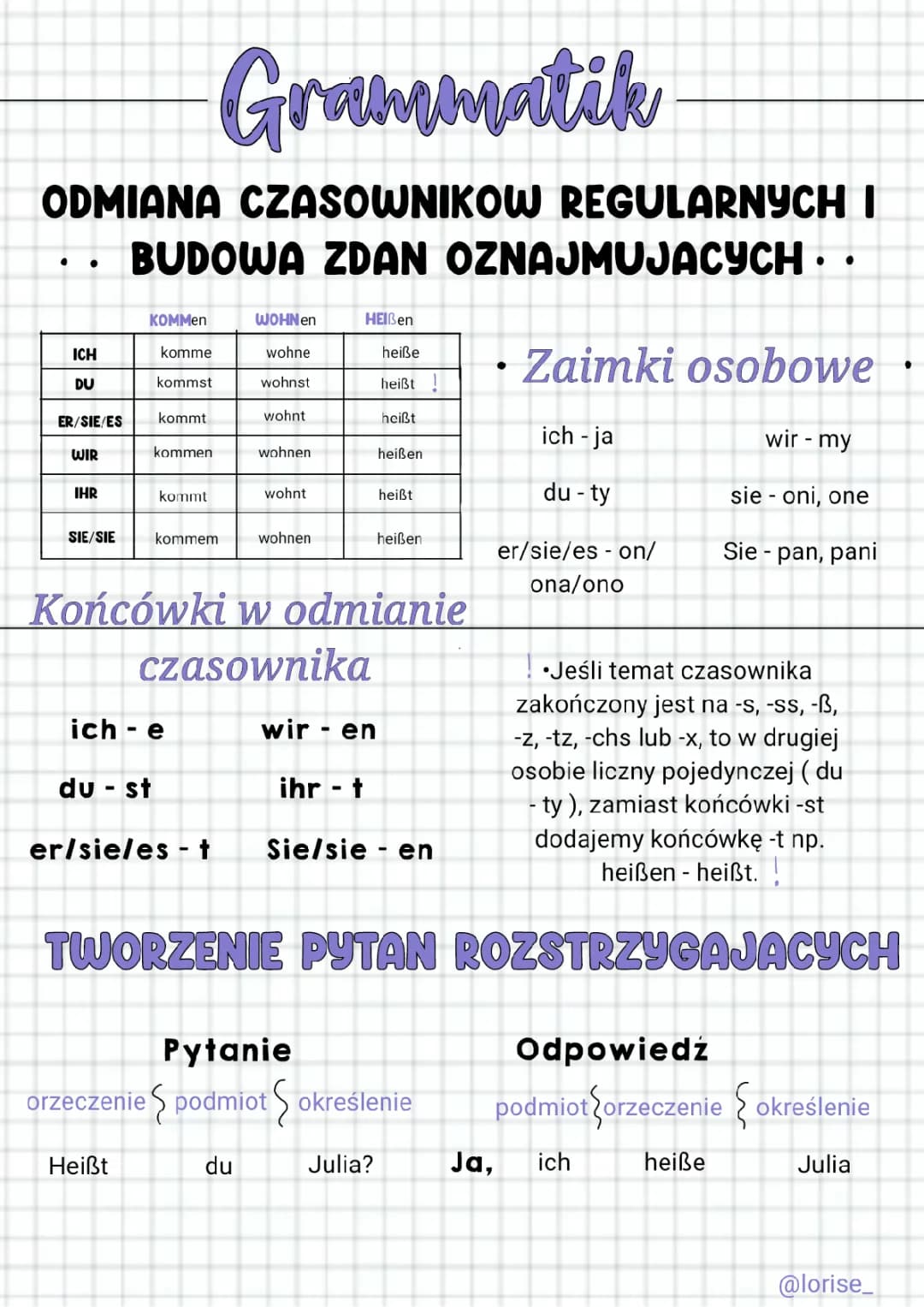 Grammatik - odmiana czasowników.
