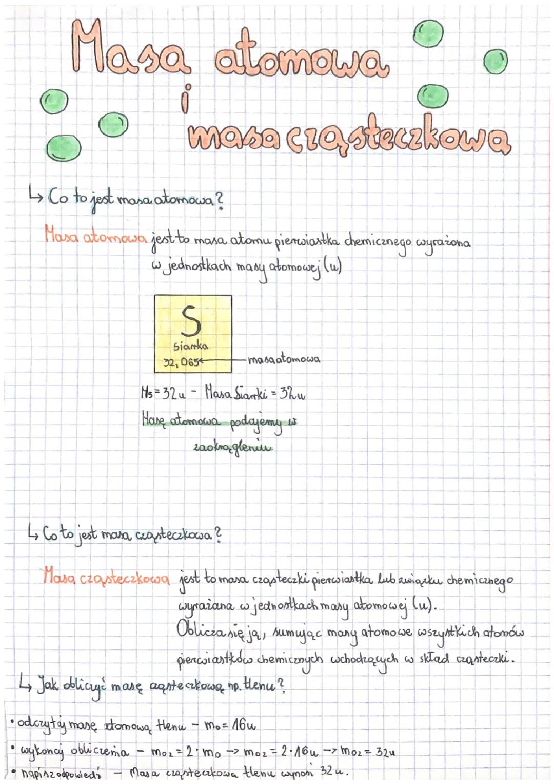 # Masa atomowa

i masa cząsteczkowa

↳ Co to jest masa atomowa?

Masa atomowa jest to masa atomu pierwiastka chemicznego wyrażona
w jednostk