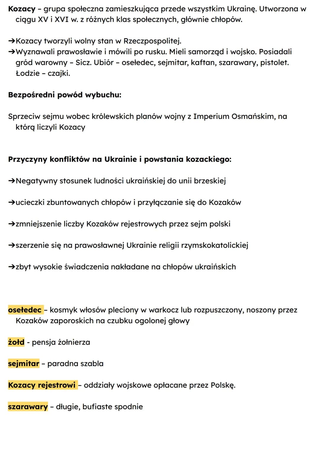 Kozacy - grupa społeczna zamieszkująca przede wszystkim Ukrainę. Utworzona w
ciągu XV i XVI w. z różnych klas społecznych, głównie chłopów.

