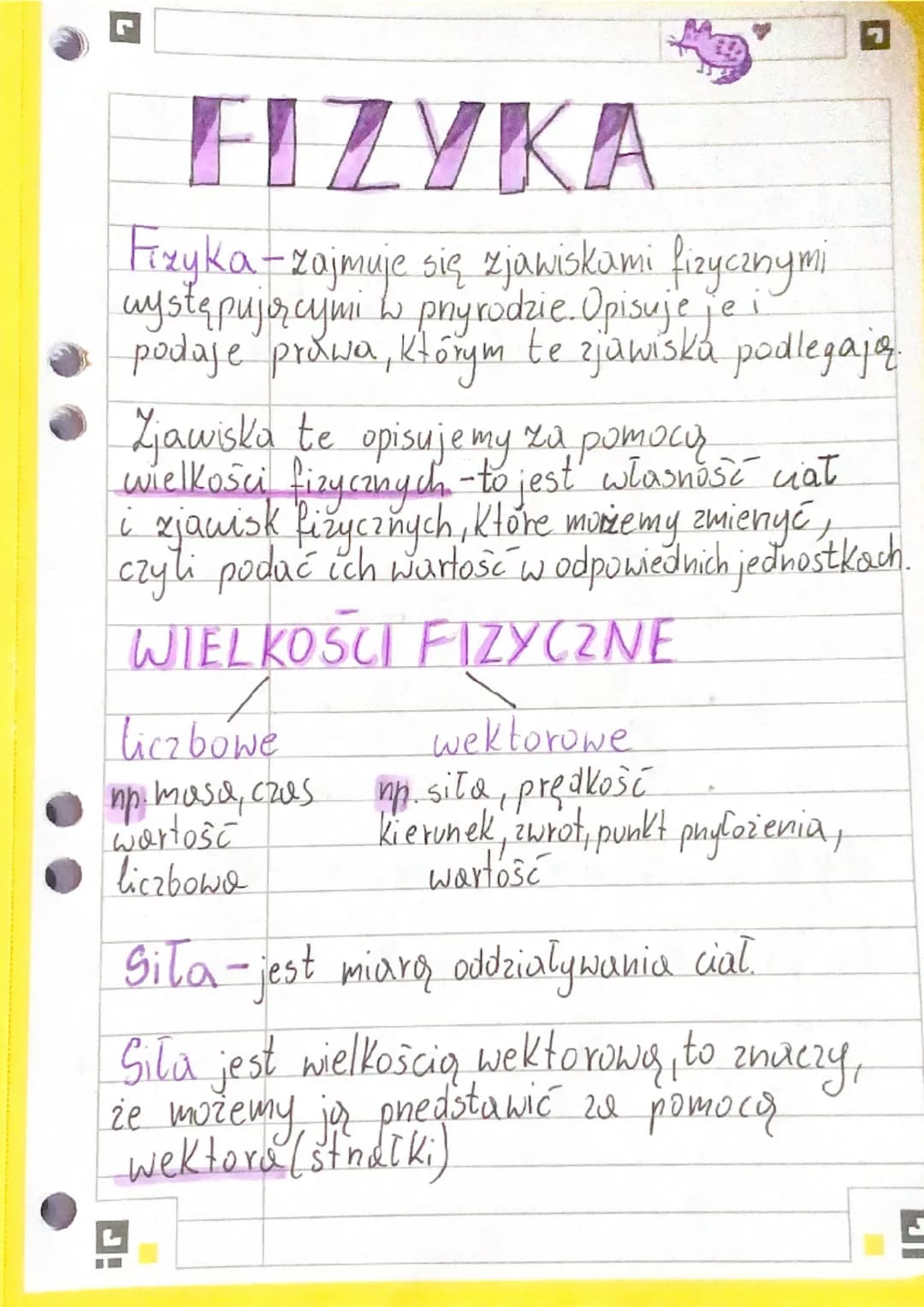 FIZYKA
Fizyka - zajmuje się zjawiskami fizycznymi
występującymi w pnyrodzie. Opisuje je i
podaje prowa, którym te zjawiska podlegają.
ча
Zja