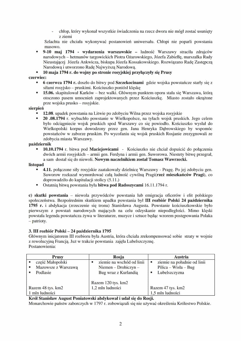 1. Przyczyny:
zła sytuacja gospodarcza ziem polskich po II rozbiorze - RP utraciła najbardziej urodzajne
ziemie, ważne centra gospodarcze (o