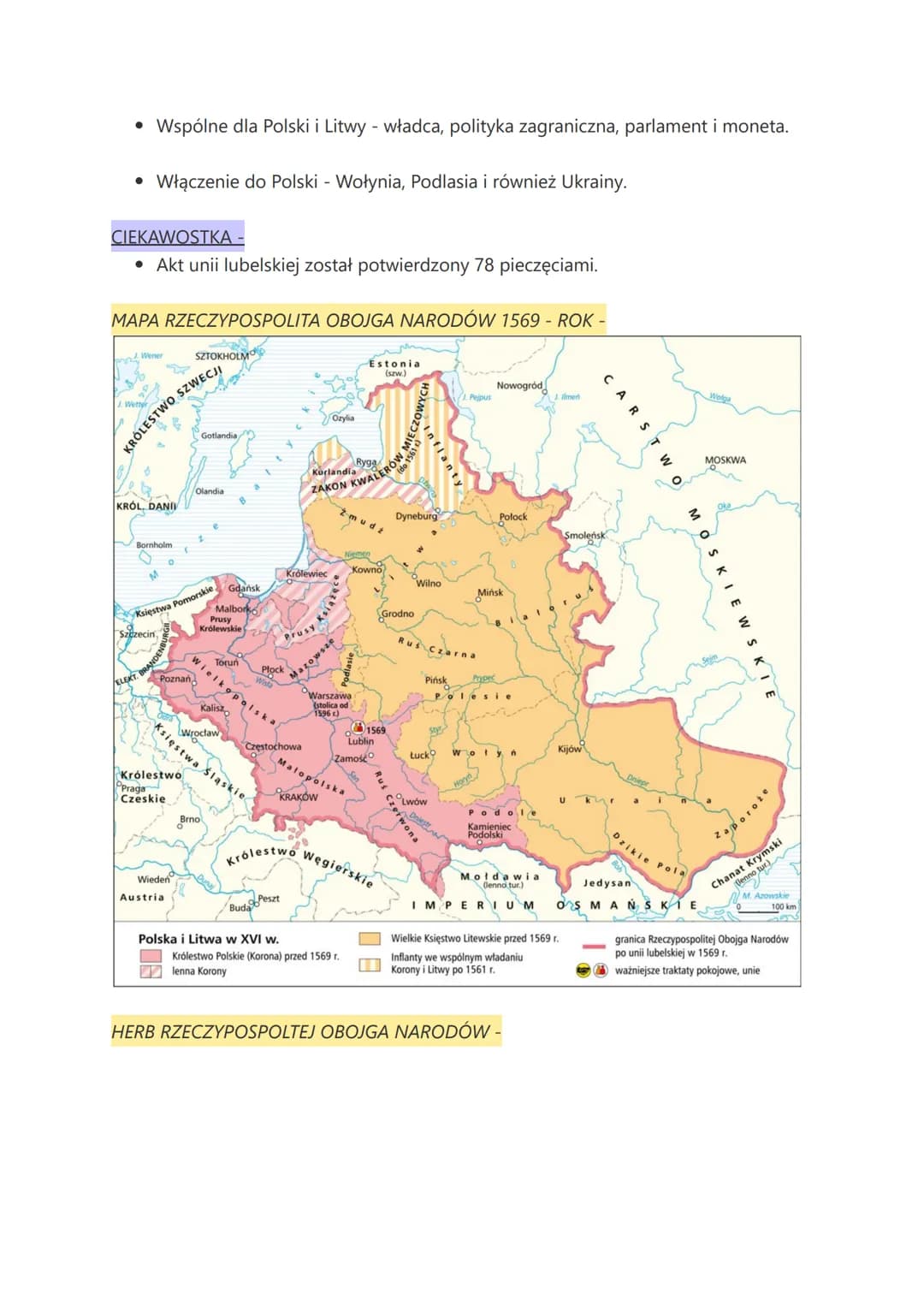 II Rozdział - Temat - 5 - Rzeczypospolita
Obojga Narodów.
DATY -
1 Lipiec 1569 - zawarcie unii lubelskiej.
WYDARZENIA -
• Dodatkowym czynnik