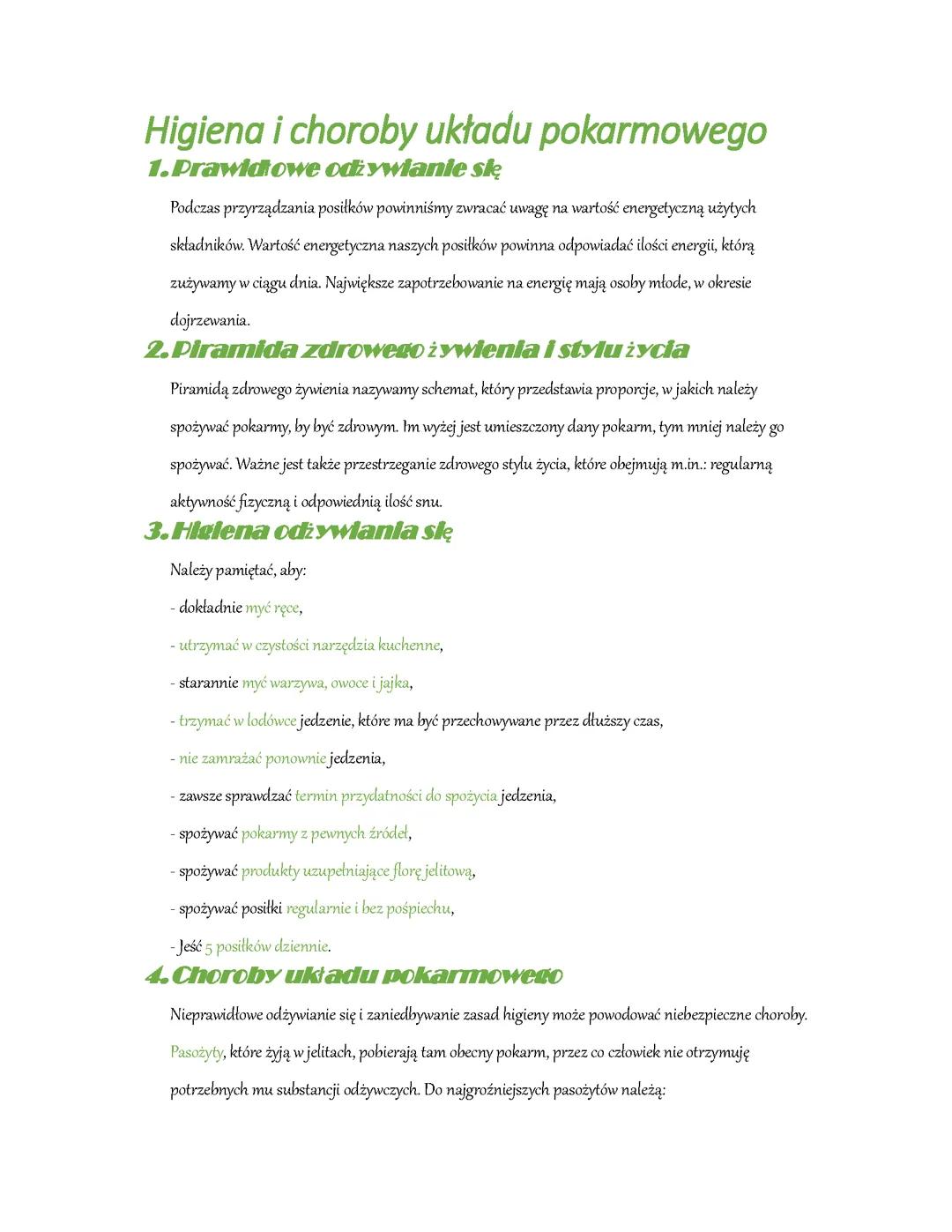 Zdrowie układu pokarmowego - higiena i choroby