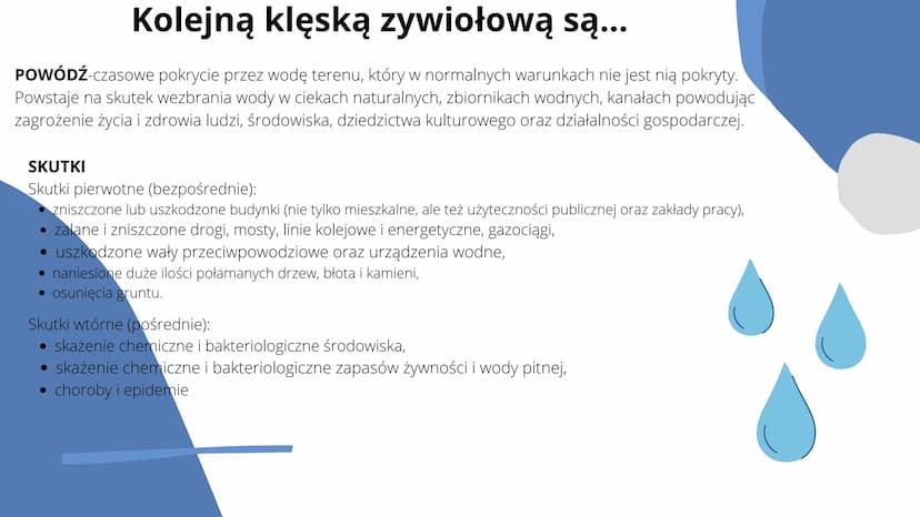 ZAGROŻENIA
NATURALNE Mimo ciągłego rozwoju techniki największym
zagrożeniem dla człowieka jest natura.
Zagrożenia naturalne, co roku występu