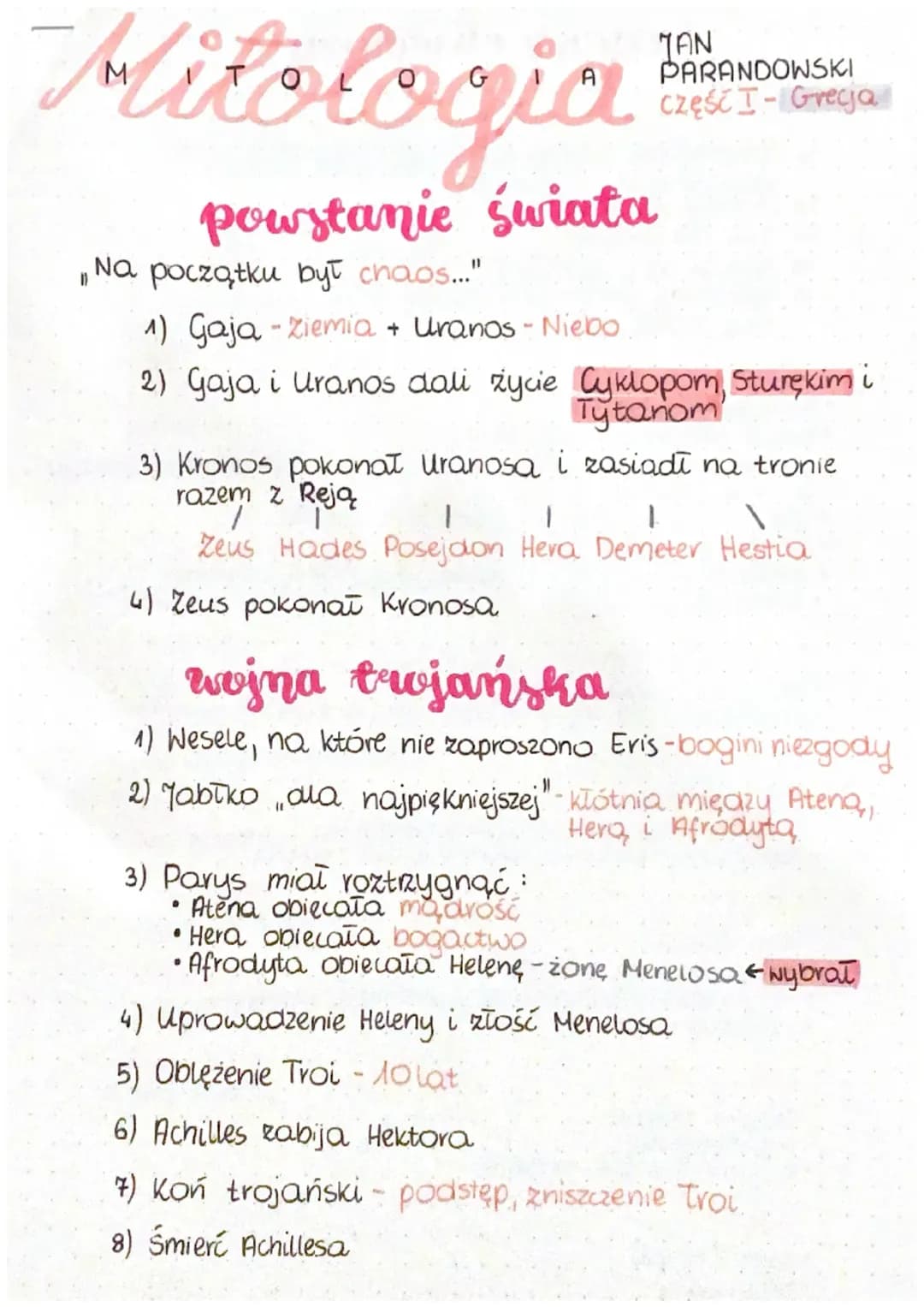 MITOLOGIA CZ.1 GRECJA JAN PARANDOWSKI