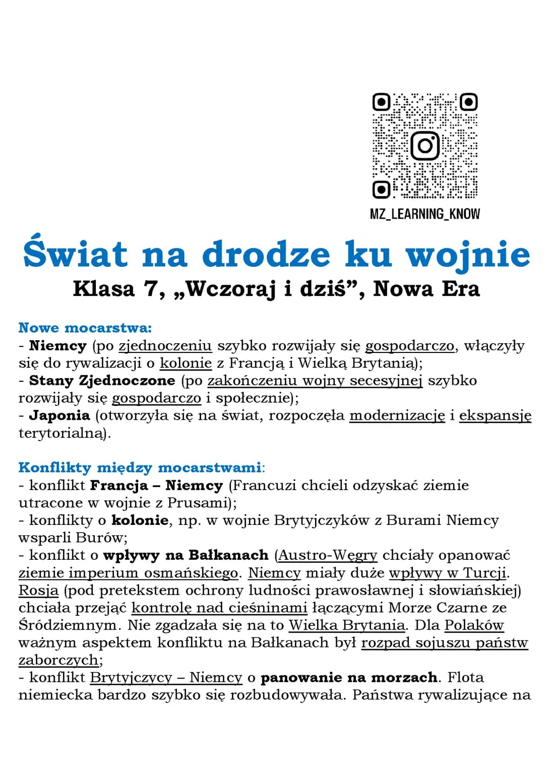 Świat na drodze ku wojnie Klasa 7, „Wczoraj i dziś”, Nowa Era
