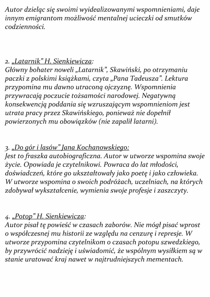 Rola wspomnień w życiu
człowieka.
Omów zagadnienie na podstawie Lalki Bolesława Prusa. W
swojej odpowiedzi uwzględnij również wybrany kontek