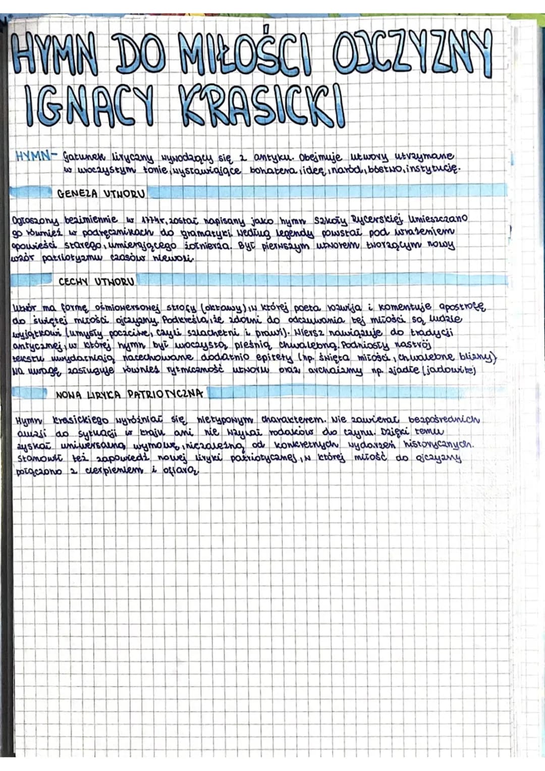 HYMN DO MIŁOŚCI OJCZYZNY - Ignacy Krasicki 