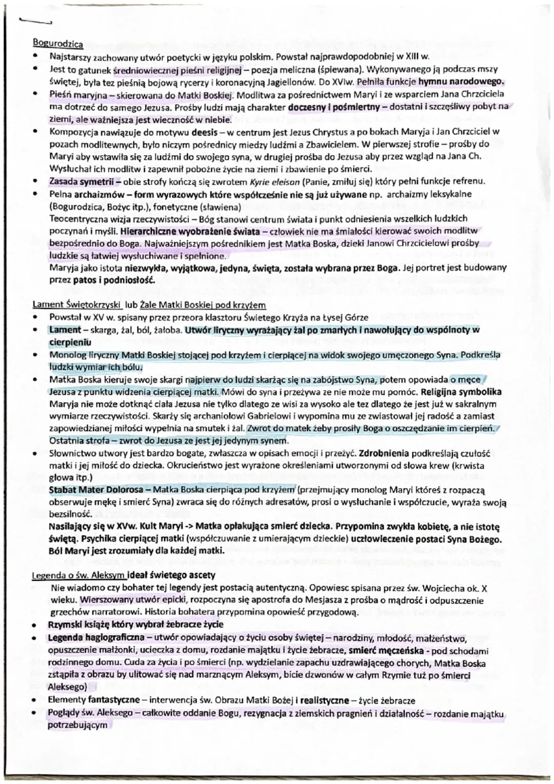 Bogurodzica
.
•
•
.
•
Najstarszy zachowany utwór poetycki w języku polskim. Powstał najprawdopodobniej w XIII w.
Jest to gatunek średniowiec