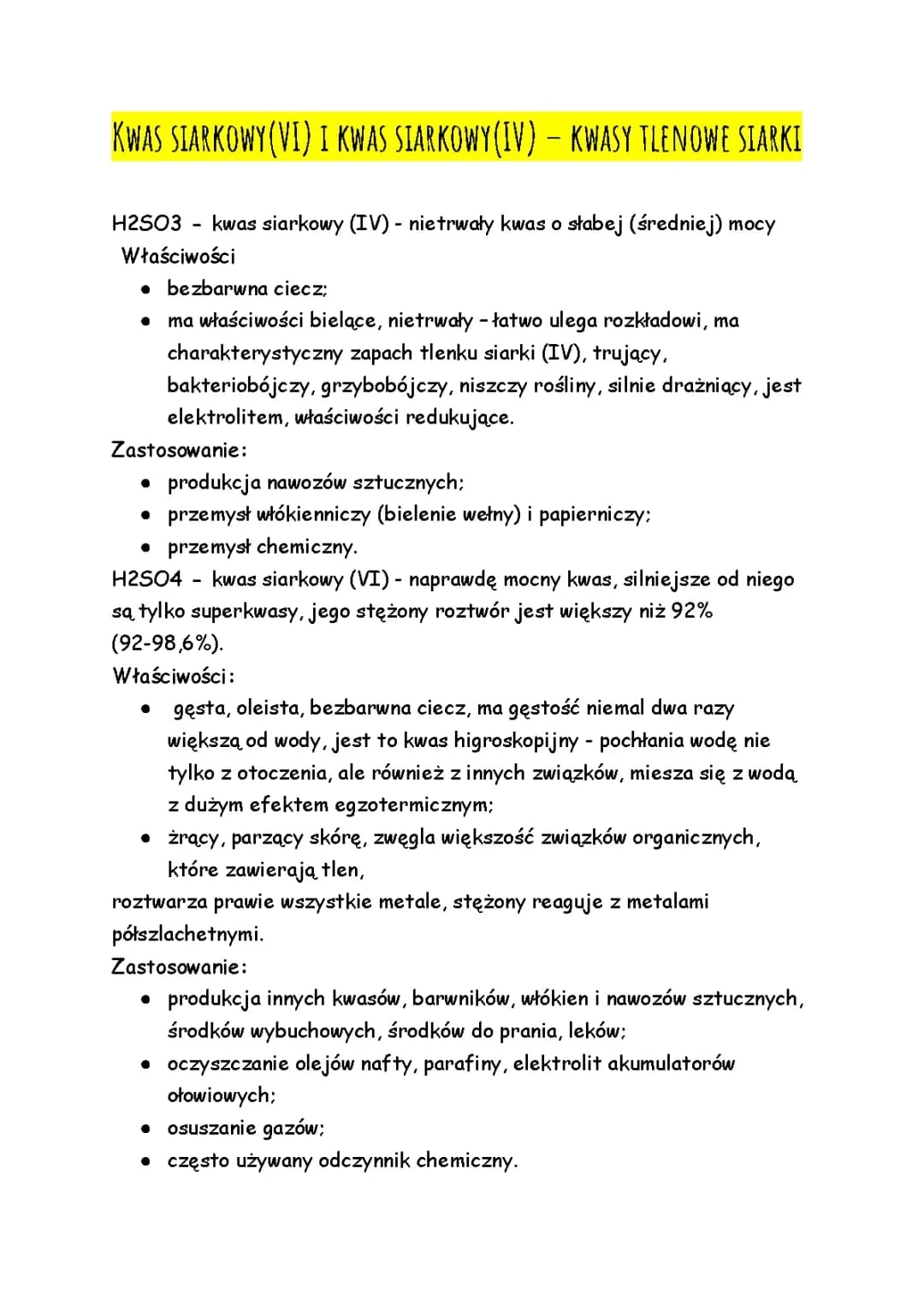 Kwas siarkowy 6 i 4 – Zastosowanie i Właściwości H2SO4, Wzór, Wszystkie Kwasy Tlenowe