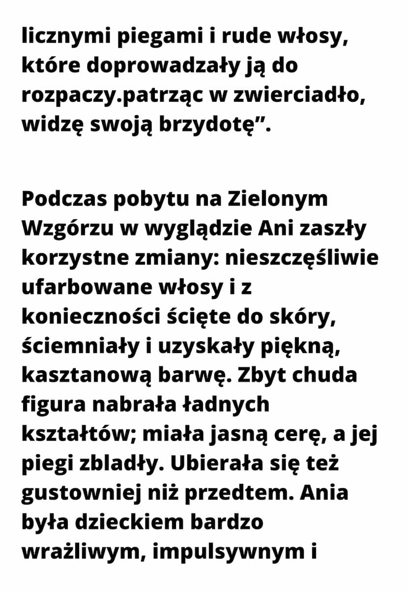 Charakterystyka
Ani z Zielonego
Wzgórza
Anna Shirley jest główną
bohaterką powieści ,,Ania z
Zielonego Wzgórza".
Dziewczynka, mając trzy
mie