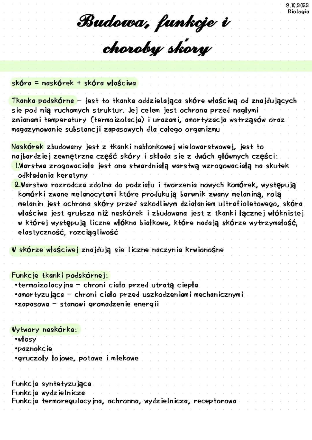 Budowa, funkcje i choroby skóry 