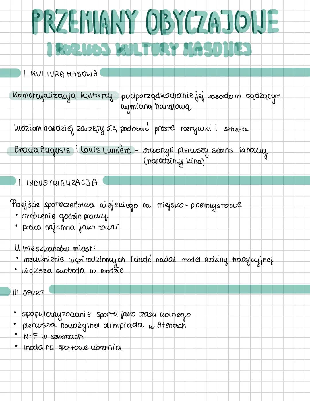 # PRZEMIANY OBYCZAJONE

| ROZHOJ KULTURY NASONEJ

I KULTURA MASOWA

Komerujalizauja kultury- podporządkowanie jej zasadom nadzącym
kymianą h