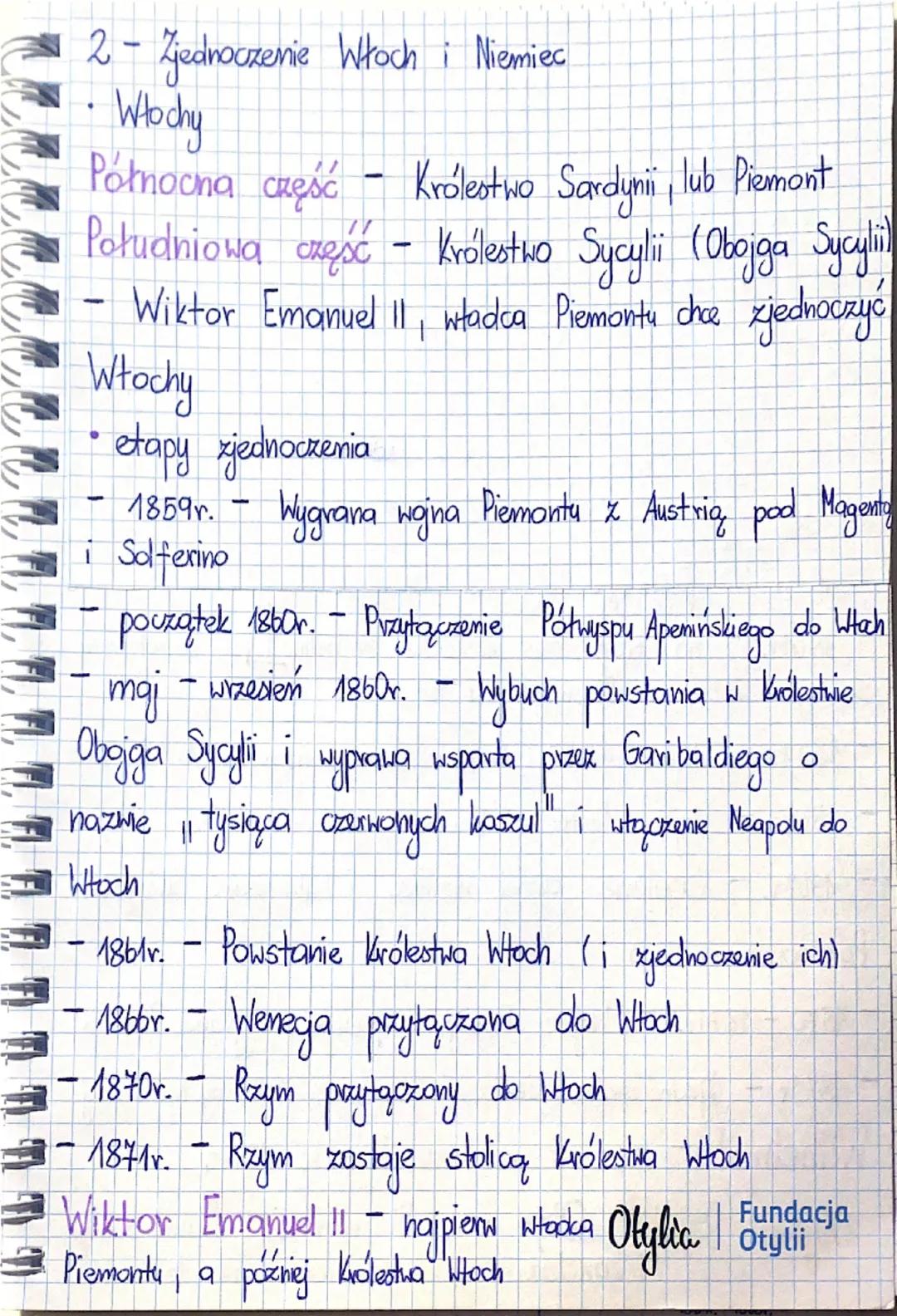 2 - Zjednoczenie Włoch i Niemiec
Włochy
Północna część
Królestwo Sardynii, lub Piemont
-
-
-
Południową część – Królestwo Sycylii (Obojga Sy