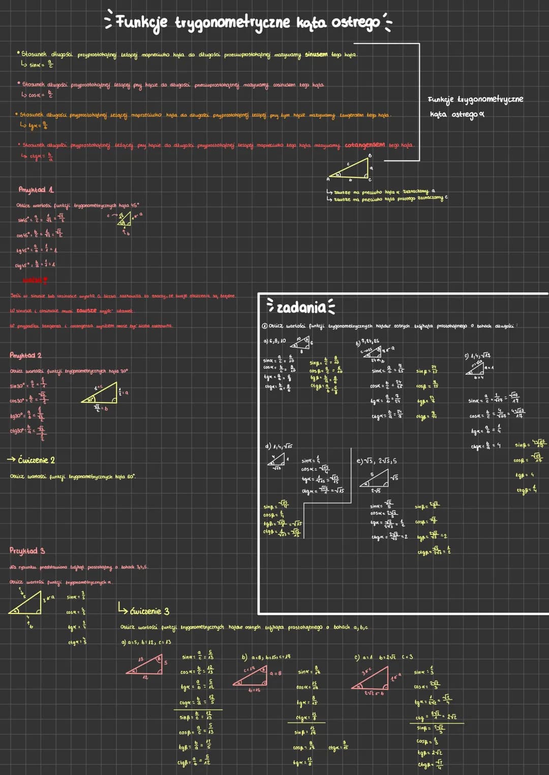 
<p>The text provided is about trigonometric functions and the Pythagorean theorem. It teaches how to calculate the values of trigonometric 