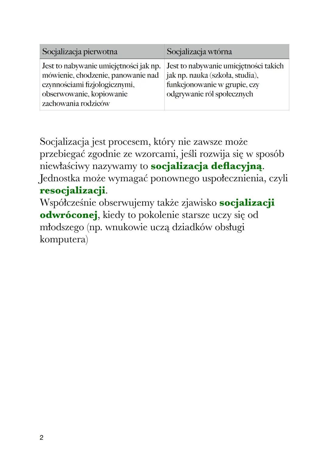 SOCJALIZACJA
KONTROLA SPOŁECZNA
1. Co to jest Socjalizacja?
Jest to proces rozwoju jednostki, jej przystosowanie do
życia społecznego i przy