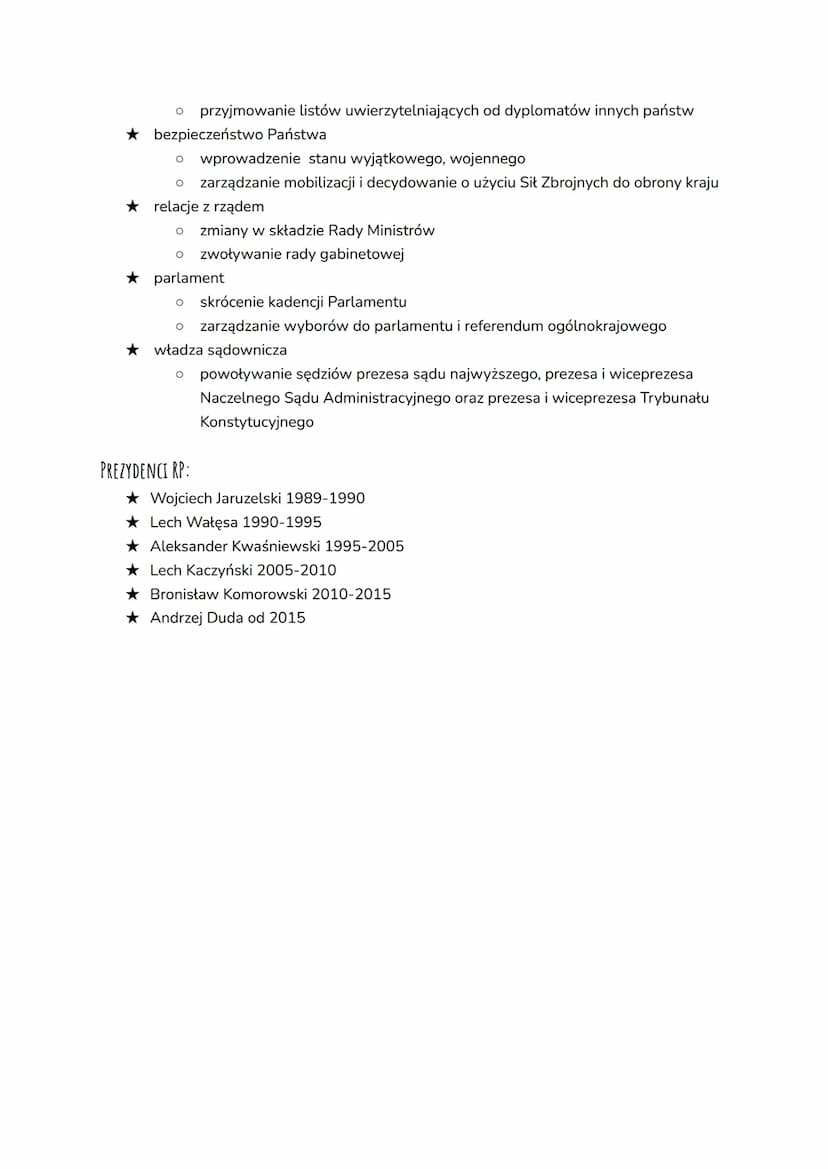 PREZYDENT RP
PREZYDENT RP JEST NAJWYŻSZYM PRZEDSTAWICIELEM PAŃSTWA I GWARANTEM CIĄGŁOŚCI WŁADZY PAŃSTWOWEJ.
WYBORY:
powszechne
bezpośrednie
