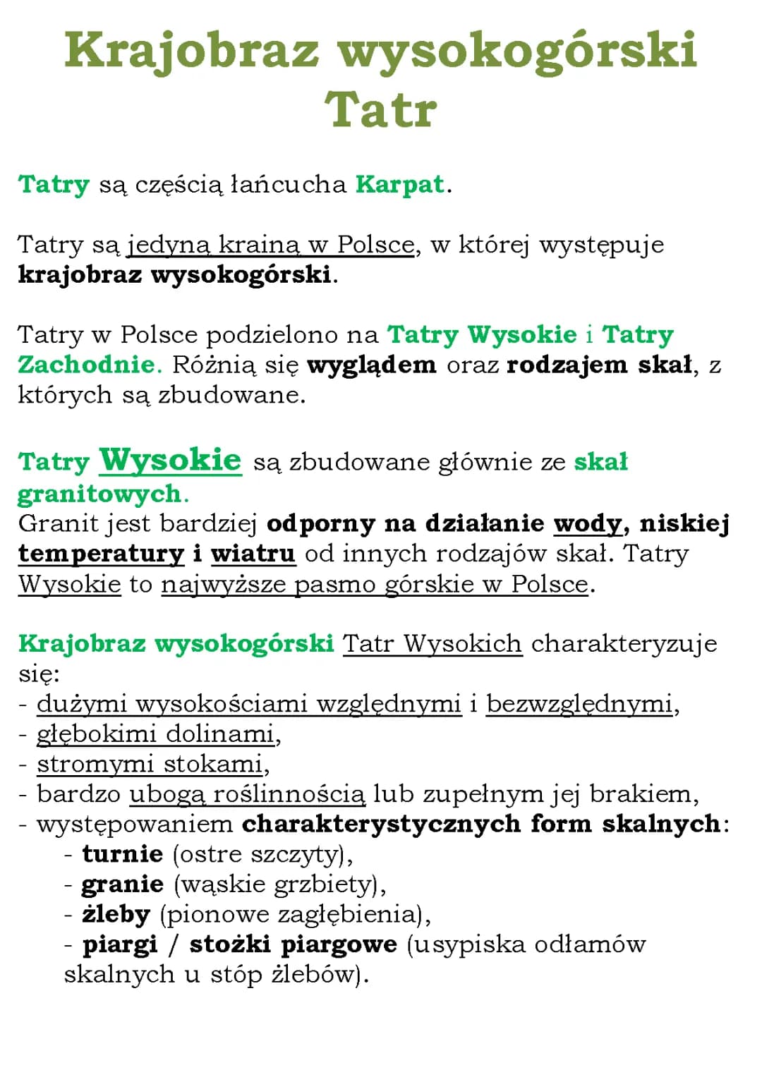 Krajobraz wysokogórski Tatr (NE kl 5)