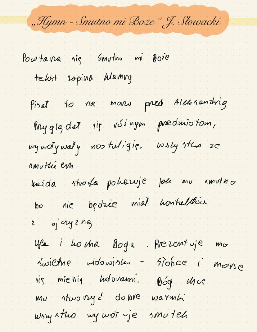 Juliusz
Słowacki hart how ha
(1
11
2
Roztoczeni"
"1 Hymn
h
Grób Agamemnona"
Smutno
ut wo rów:
Testament mój"
mi
Boże " „Rozłączenie" J.Słowa