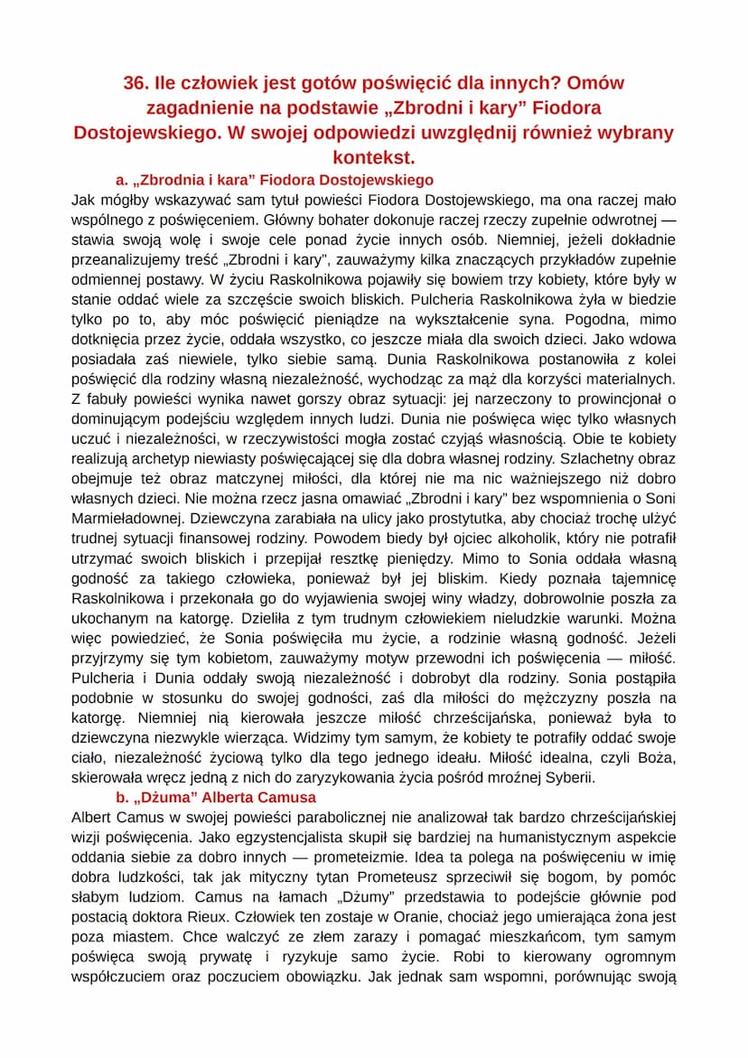 PYTANIA JAWNE
,,ZBRODNIA I KARA" FIODORA
DOSTOJEWSKIEGO
34. Walka człowieka ze swoimi słabościami. Omów zagadnienie na
podstawie „Zbrodni i 