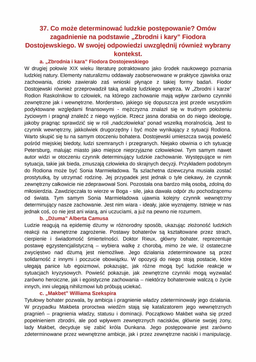 PYTANIA JAWNE
,,ZBRODNIA I KARA" FIODORA
DOSTOJEWSKIEGO
34. Walka człowieka ze swoimi słabościami. Omów zagadnienie na
podstawie „Zbrodni i 