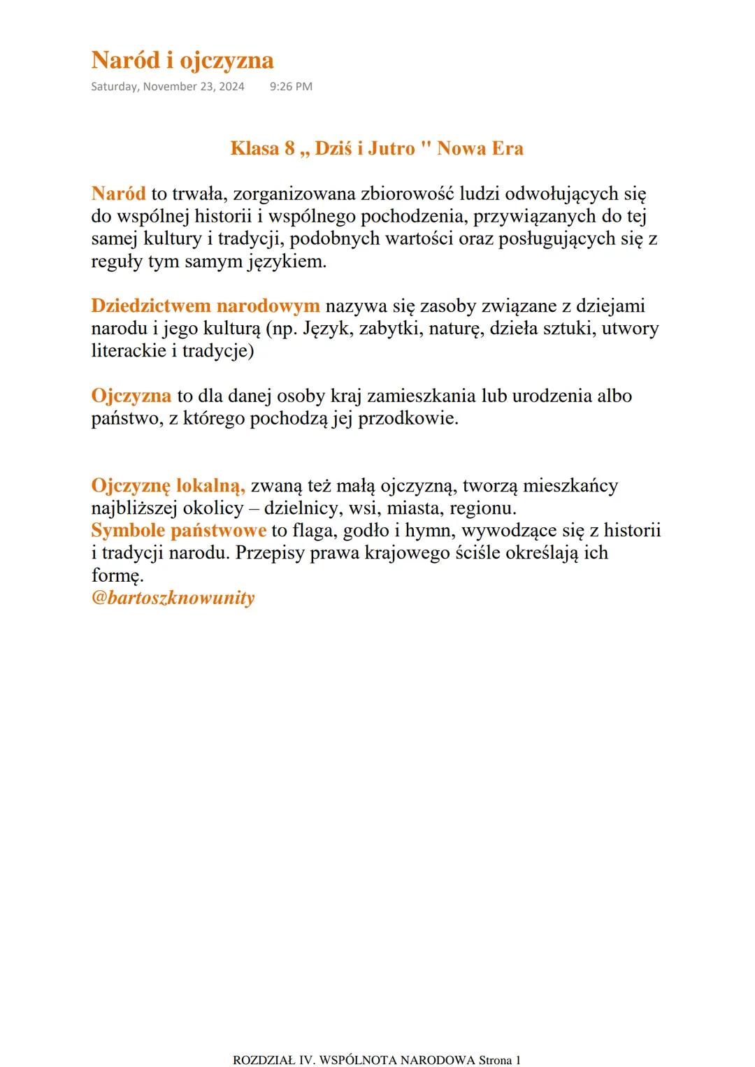 Rozdział IV: Wspólnota Narodowa - WOS