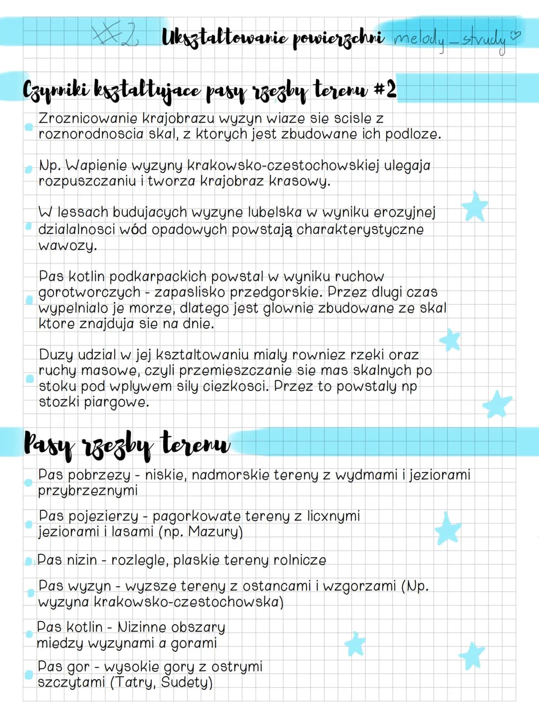 x2 Ukształtowanie powierzchni melody_strudy
Czynniki kształtujące pasy rzezby terenu #2
Zroznicowanie krajobrazu wyzyn wiaze sie scisle z
ro