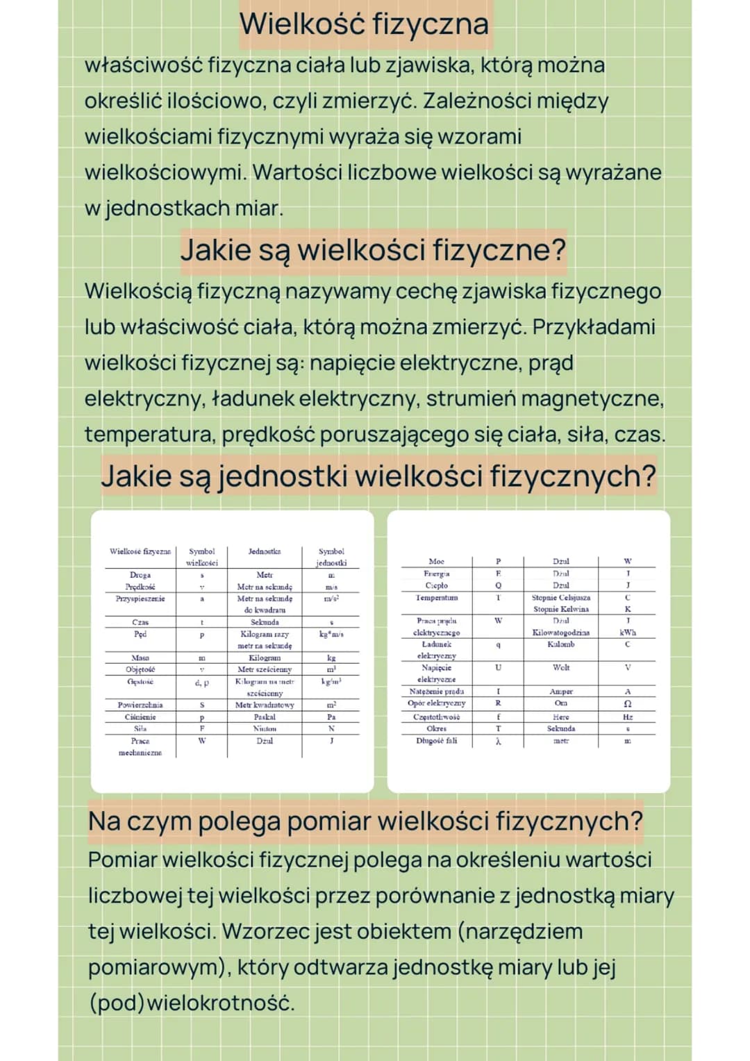 Wielkość fizyczna
właściwość fizyczna ciała lub zjawiska, którą można
określić ilościowo, czyli zmierzyć. Zależności między
wielkościami fiz