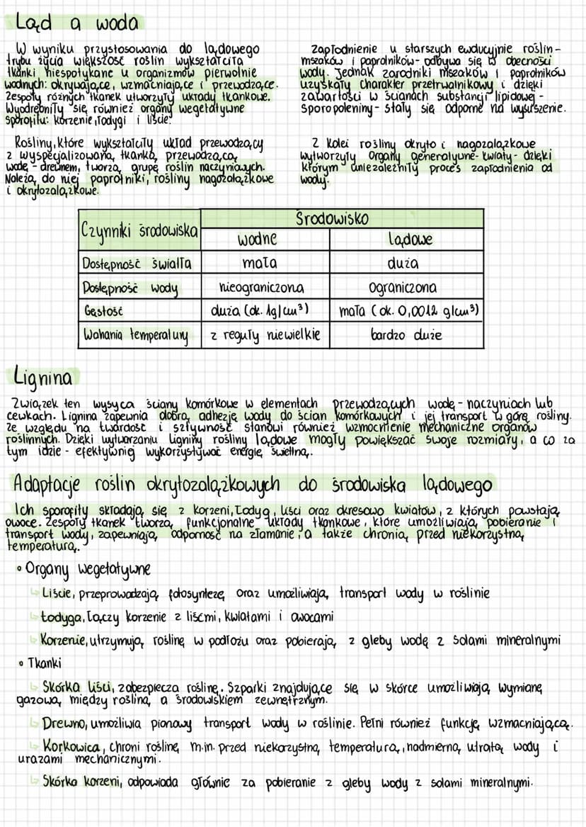--- OCR Start ---
Rosliny lodowe i wtórnie
wodne
Rośliny ladowe to autotroficzne organizmy tkankowe, których ciało jest zwykle
zróżnicowane 
