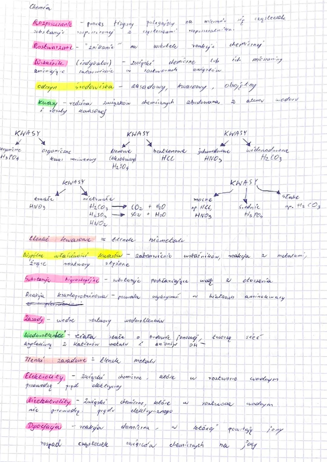 Chemia
K
organic me
H3PO4
Rozpuszczanle
substany's
Rostwarzanie - "anillanie
Wskaźnike
zmieniające
odayn
kwasy
i resaly
KWASY
organiczne
trw