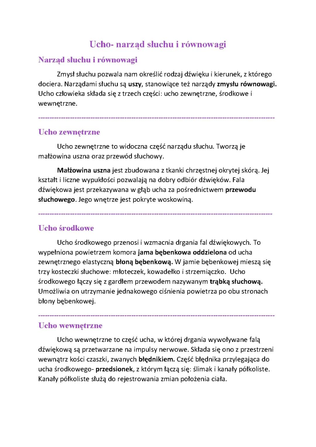 Ucho- narząd słuchu i równowagi