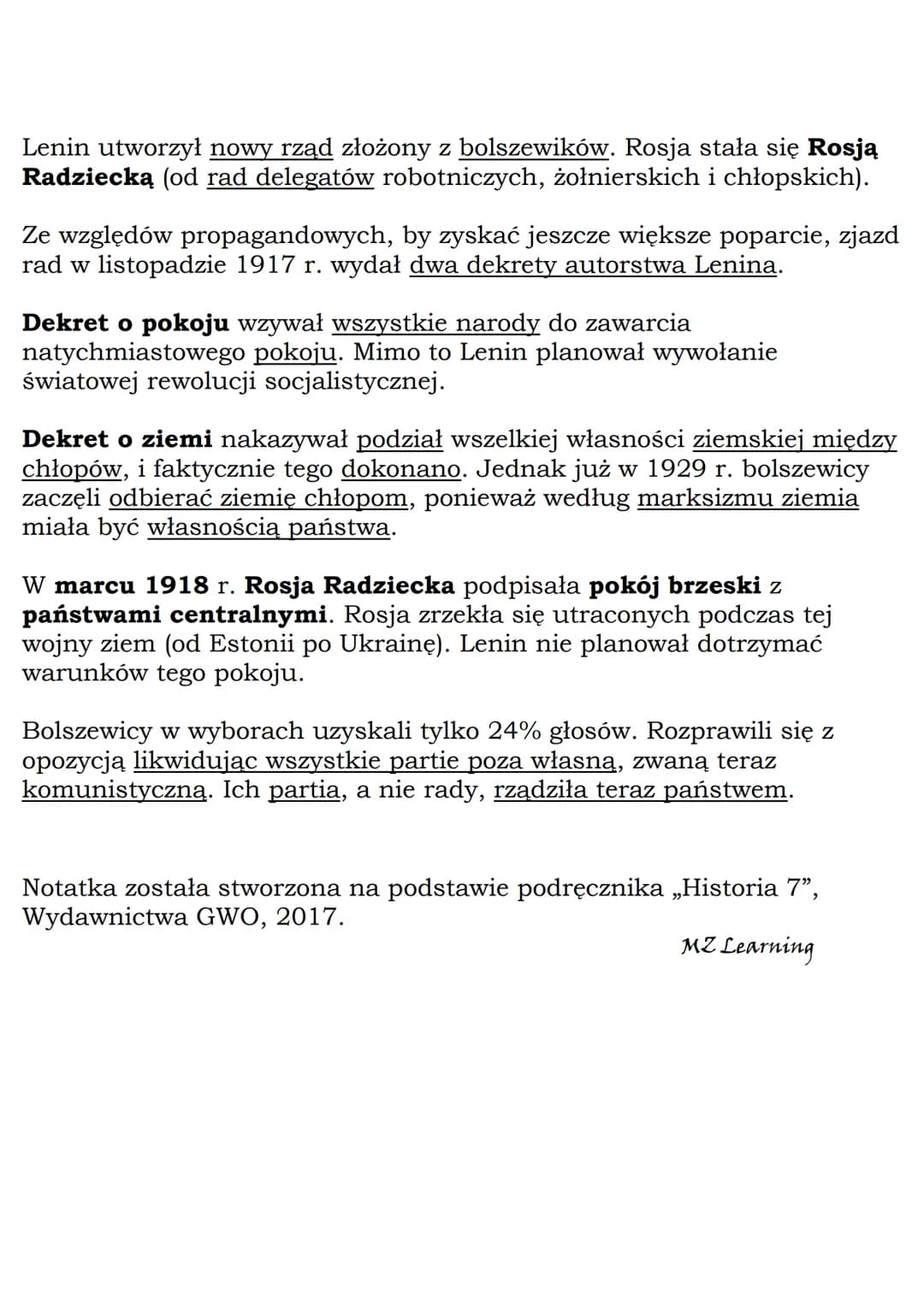 MZ_LEARNING_KNOW
Dwie rewolucje w Rosji
Klasa 7, Historia, GWO
Kolos na glinianych nogach - określenie dotyczące imperium rosyjskiego
po klę
