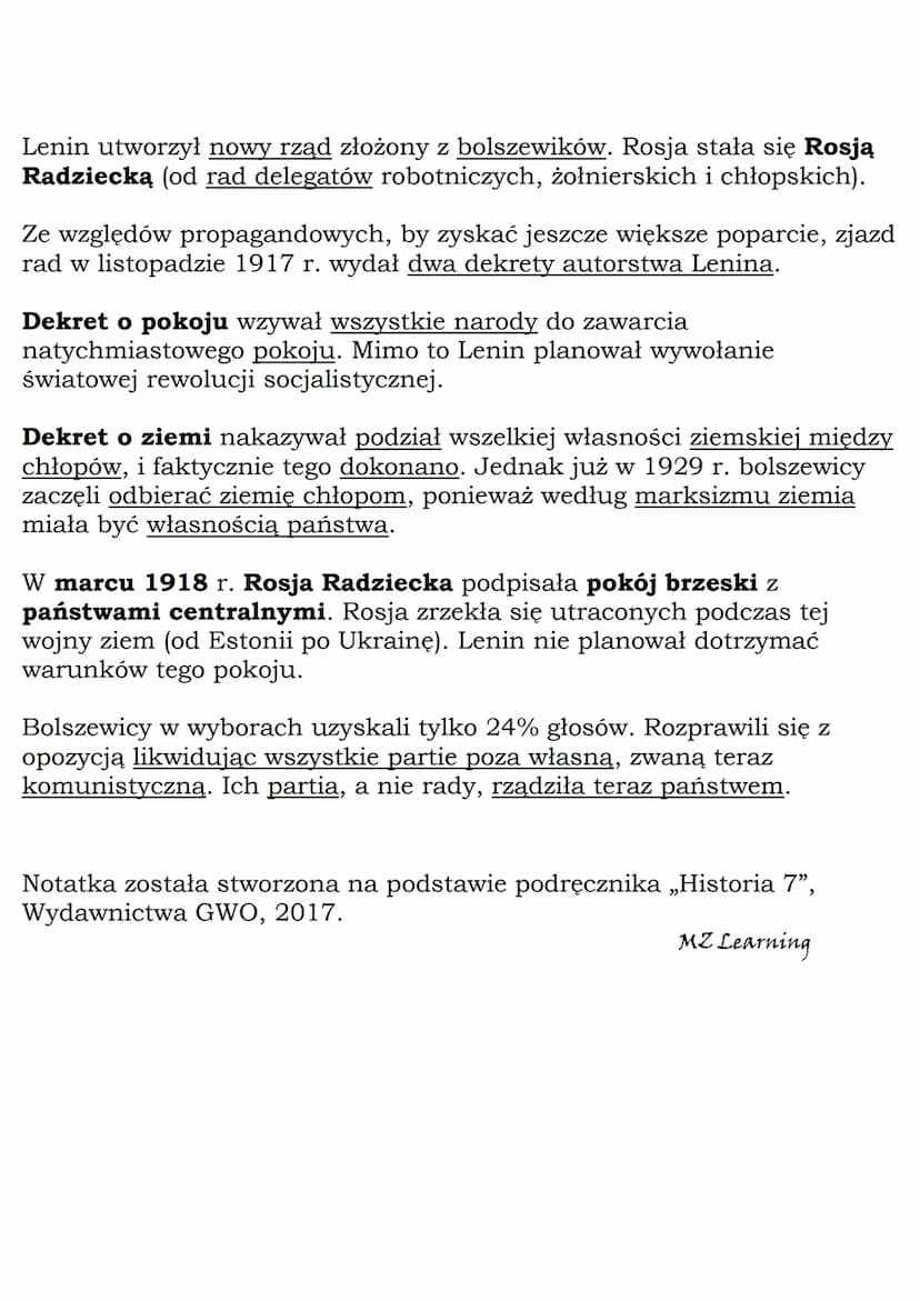 MZ_LEARNING_KNOW
Dwie rewolucje w Rosji
Klasa 7, Historia, GWO
Kolos na glinianych nogach - określenie dotyczące imperium rosyjskiego
po klę