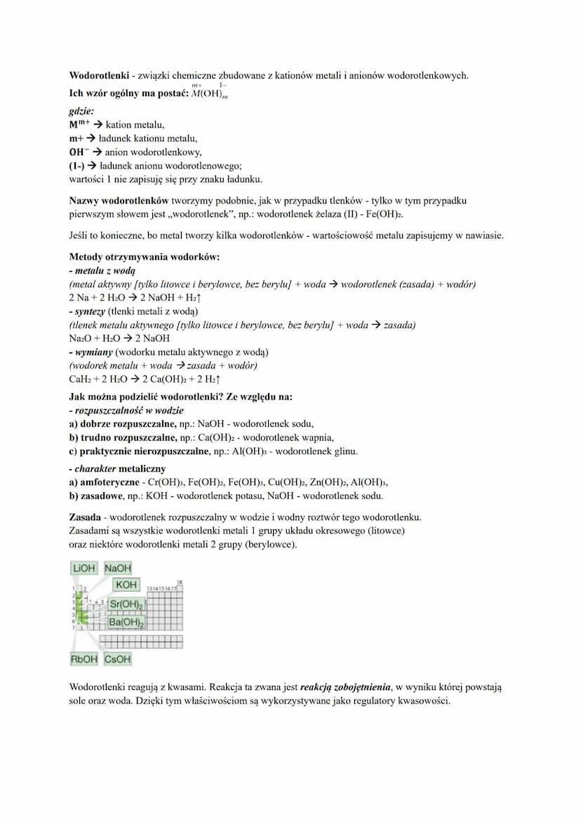 Wodorki - to związki chemiczne wodoru z innym pierwiastkiem chemicznym, głównie metalem.
Ich wzór ogólny ma postać:
n I
a) dla 1-15 grupy → 
