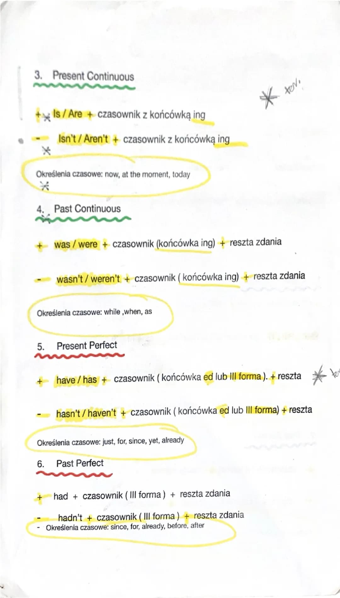 --- OCR Start ---
Czasy teraźniejsze
Czasy przeszłe
Czasy przyszłe
Present Simple
Past Simple
Future Simple
*
Present Continuous
Past Contin