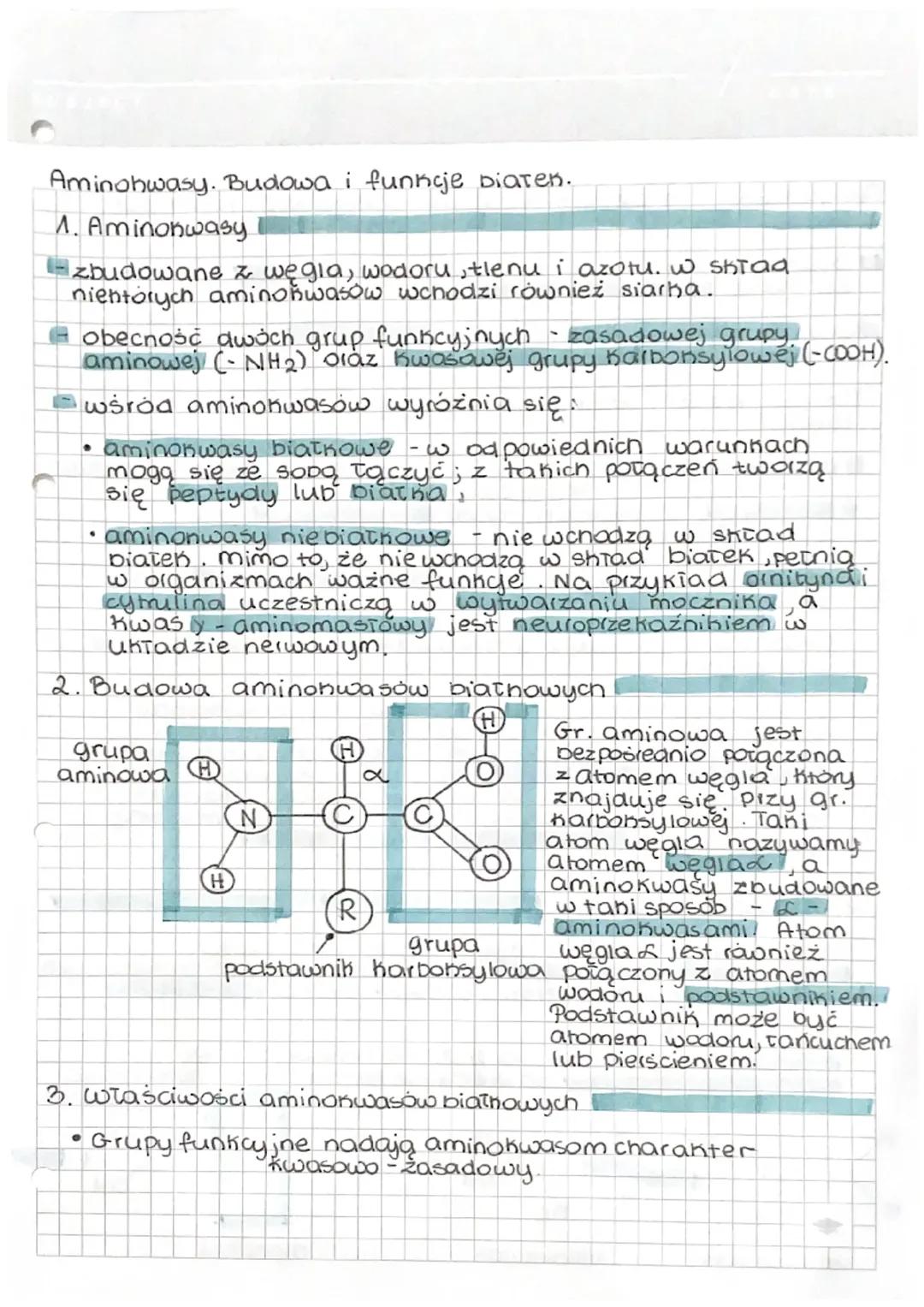 II. Chemiczne podstawy życia - aminokwasy