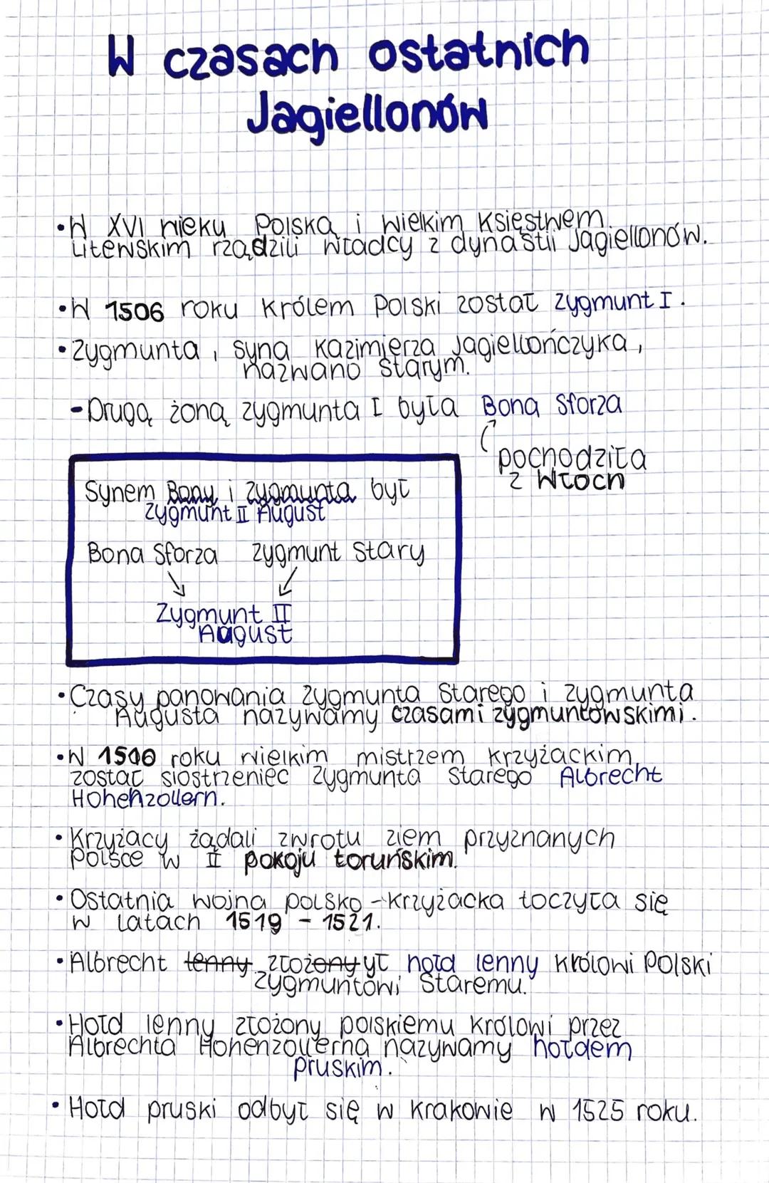 W czasach ostatnich
Jagiellonów
•H XVI wieku Polska i wielkim księstwem.
• 1506 roku królem Polski został Zygmunt I.
•Zygmunta, syna Kazimie