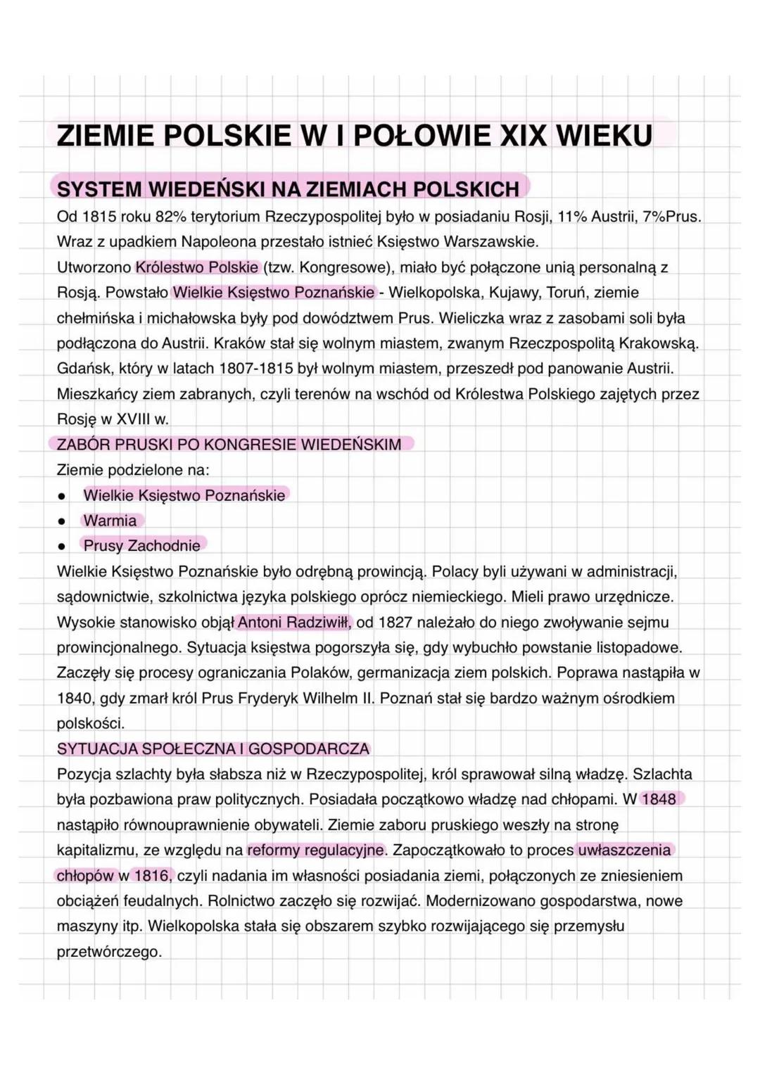 ZIEMIE POLSKIE W I POŁOWIE XIX WIEKU
SYSTEM WIEDEŃSKI NA ZIEMIACH POLSKICH
Od 1815 roku 82% terytorium Rzeczypospolitej było w posiadaniu Ro