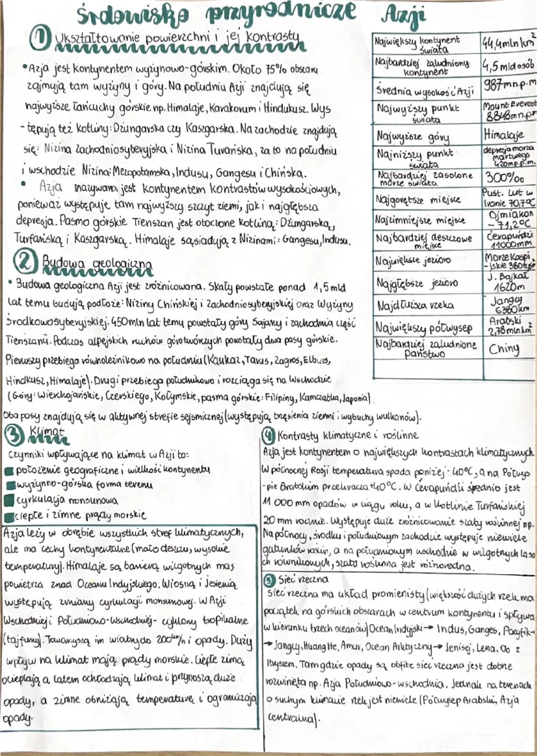 •
Sidowisko przyrodnicze Azji
Ukształtowanie powierzchni i jej kontrasty
um
•Azja jest kontynentem wyżynowo-govskim. Około 75% obstary
zajmu