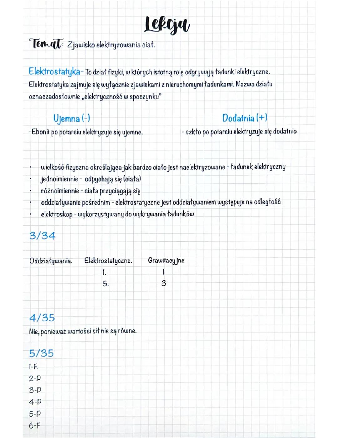 Fizyka (klasa 8) - zjawisko elektryzowania ciał, budowa atomu