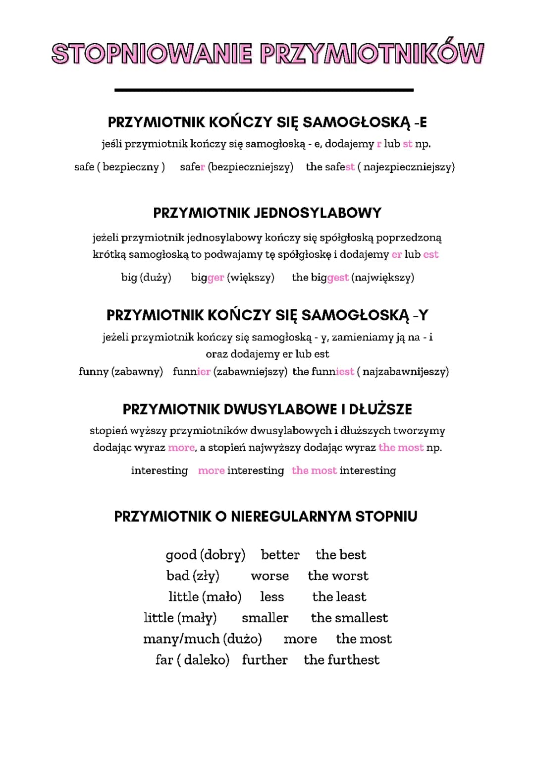 Stopniowanie przymiotników w angielskim