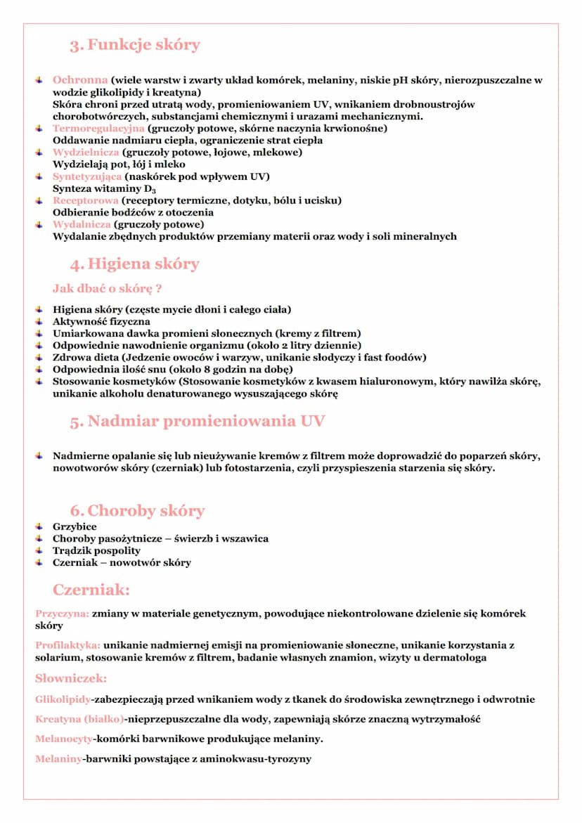 SKÓRA
Skóra jest największym narządem w organizmie człowieka. U dorosłego człowieka stanowi około 15%
masy ciała i ma powierzchnię około 2m²