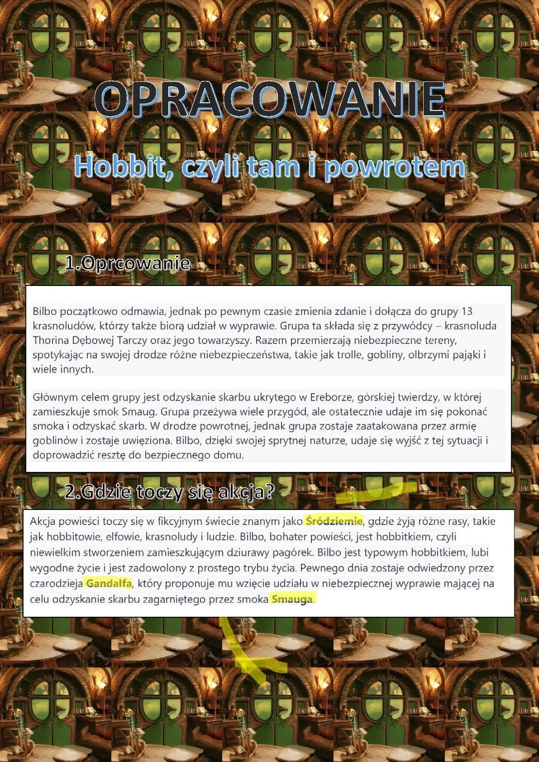 Streszczenie i opracowanie Hobbita - analiza lektury