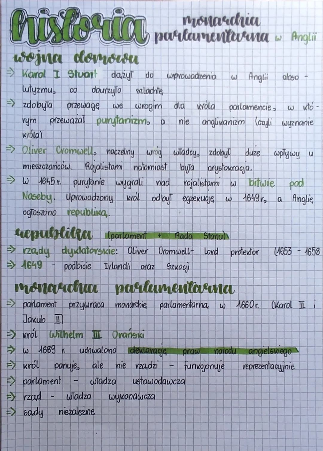 historia partamenturina Angl
w
w Anglii abso
wojna domowe
=> Karol I Stuart dazyt do
lutyzmu, CO oburzyło szlachte
=>zdobyła przewage we wro