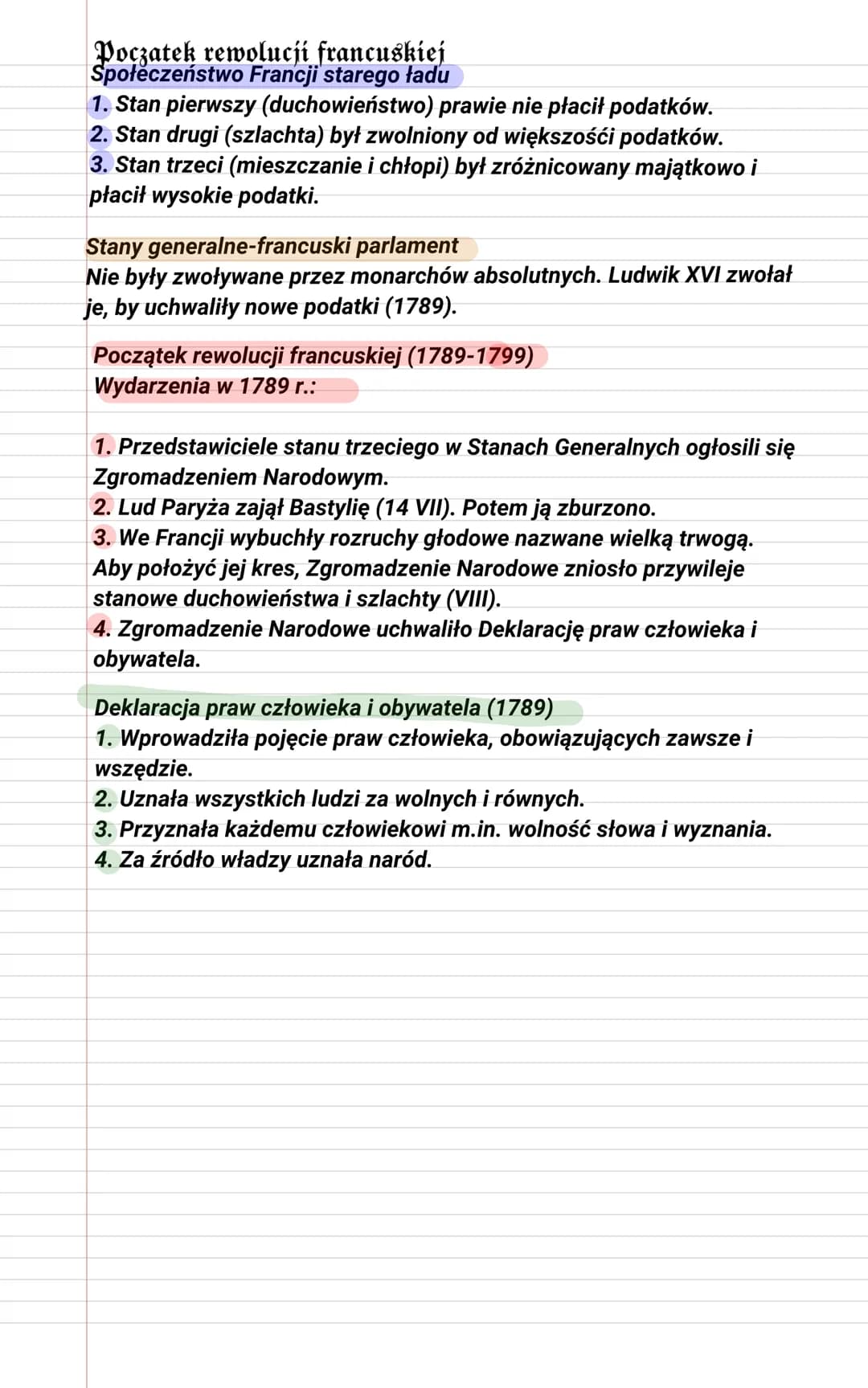 Poczatek rewolucji francuskiej
Społeczeństwo Francji starego ładu
1. Stan pierwszy (duchowieństwo) prawie nie płacił podatków.
2. Stan drugi