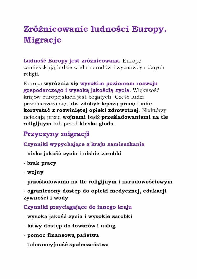 Know Zróznicowanie ludności Europy. Migracje. thumbnail