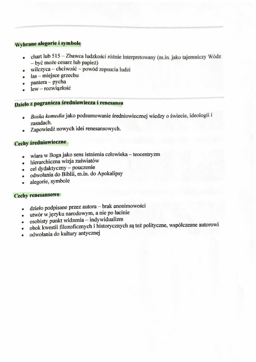 1. „Boska komedia" Dantego Alighieri - czym jest?
K
„Boska komedia" to poemat epicki/narracyjny z elementami lirycznymi, satyrycznymi
i refl