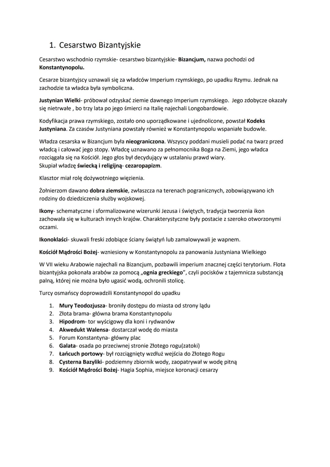 1. Cesarstwo Bizantyjskie
Cesarstwo wschodnio rzymskie- cesarstwo bizantyjskie- Bizancjum, nazwa pochodzi od
Konstantynopolu.
Cesarze bizant