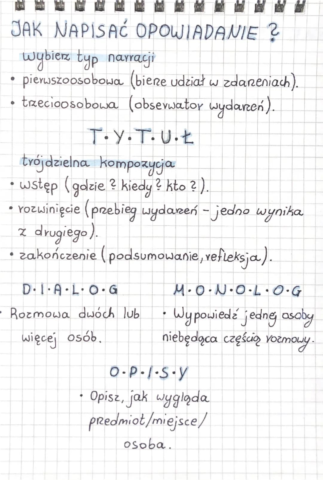 # JAK NAPISAĆ OPOWIADANIE ?

- Wybierz typ narracji
- pierwszoosobowa (bierze udział w zdarzeniach).
- trzecioosobowa (obserwator wydarzeń).